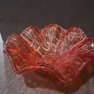 MURANO Bowl Art Glass Vetro Eseguito Amberina Decorative Center piece Italian